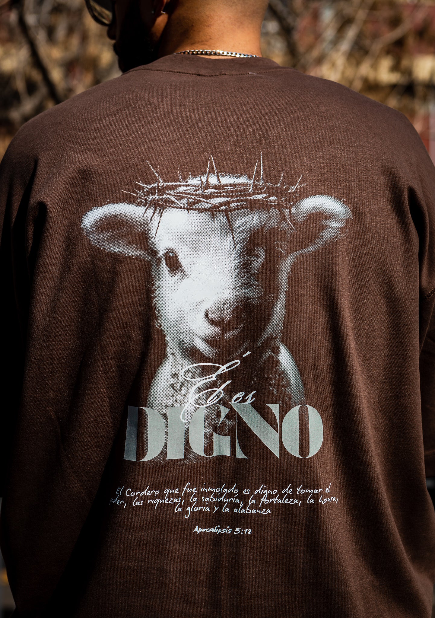 Polera Oversize Café Él es Digno